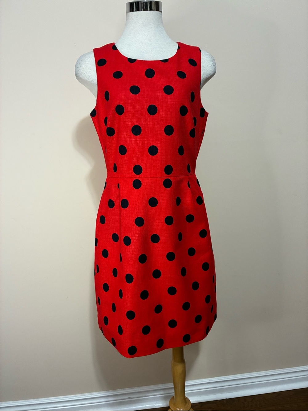 J. Crew Red Sleeveless Polka Dot Dress
